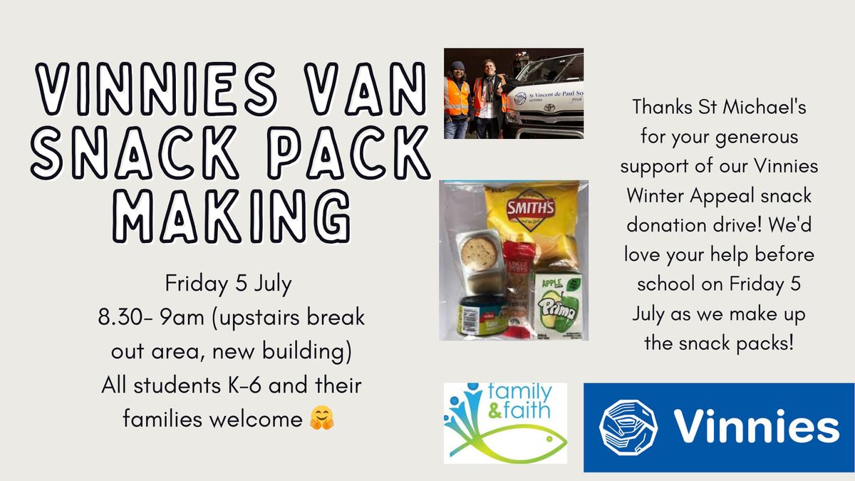 Vinnies Van snack pack making 