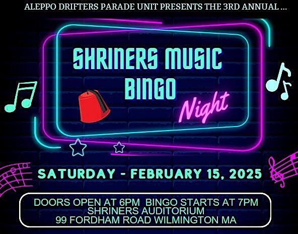 Shriners Music Bingo - Wilmington MA