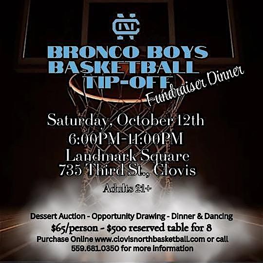 Clovis North Boys Basketball Broncos Tip-Off Dinner Fundraiser