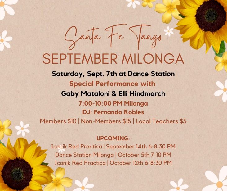 Sept 7th Milonga with Performance by Gaby & Elli