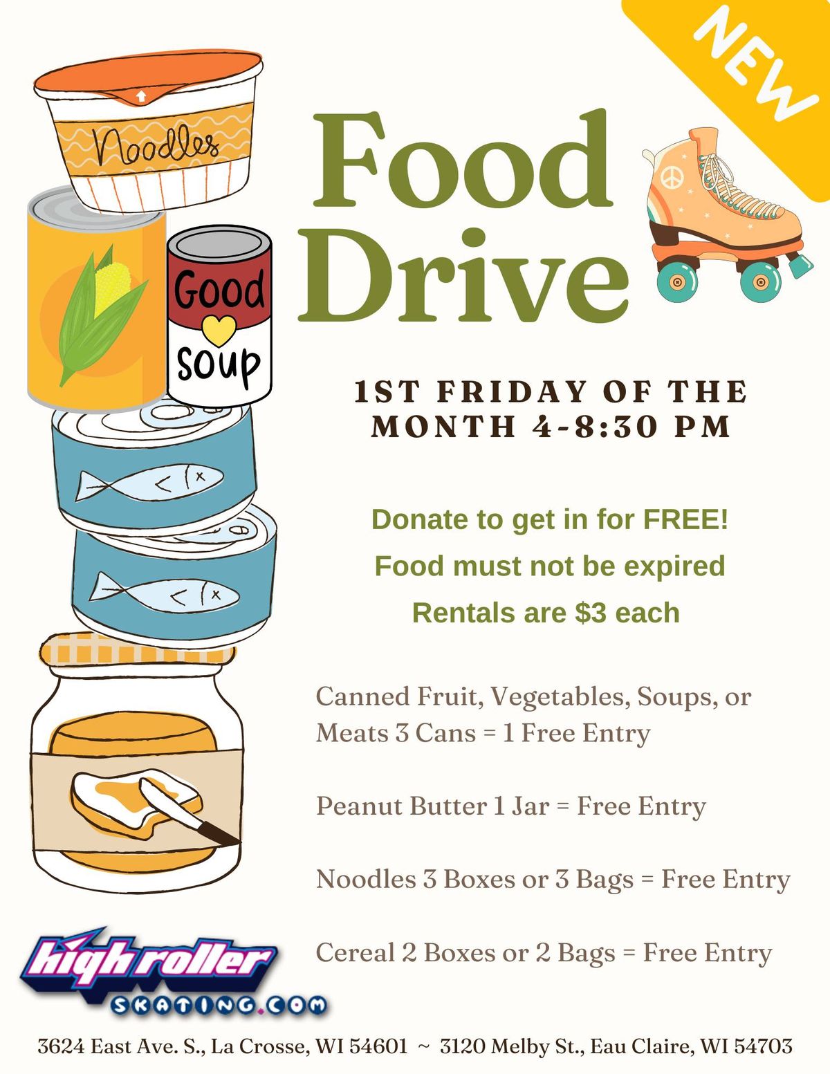 Food Drive Skating Special - Donate to Get in for Free