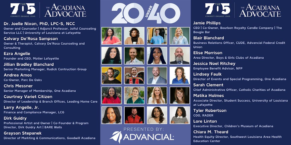 16th Annual Top 20 Under 40 Acadiana Leadership Awards