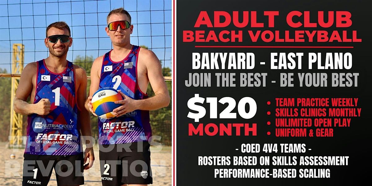 Adult Beach Volleyball Club Tryout Assessment and Open Play