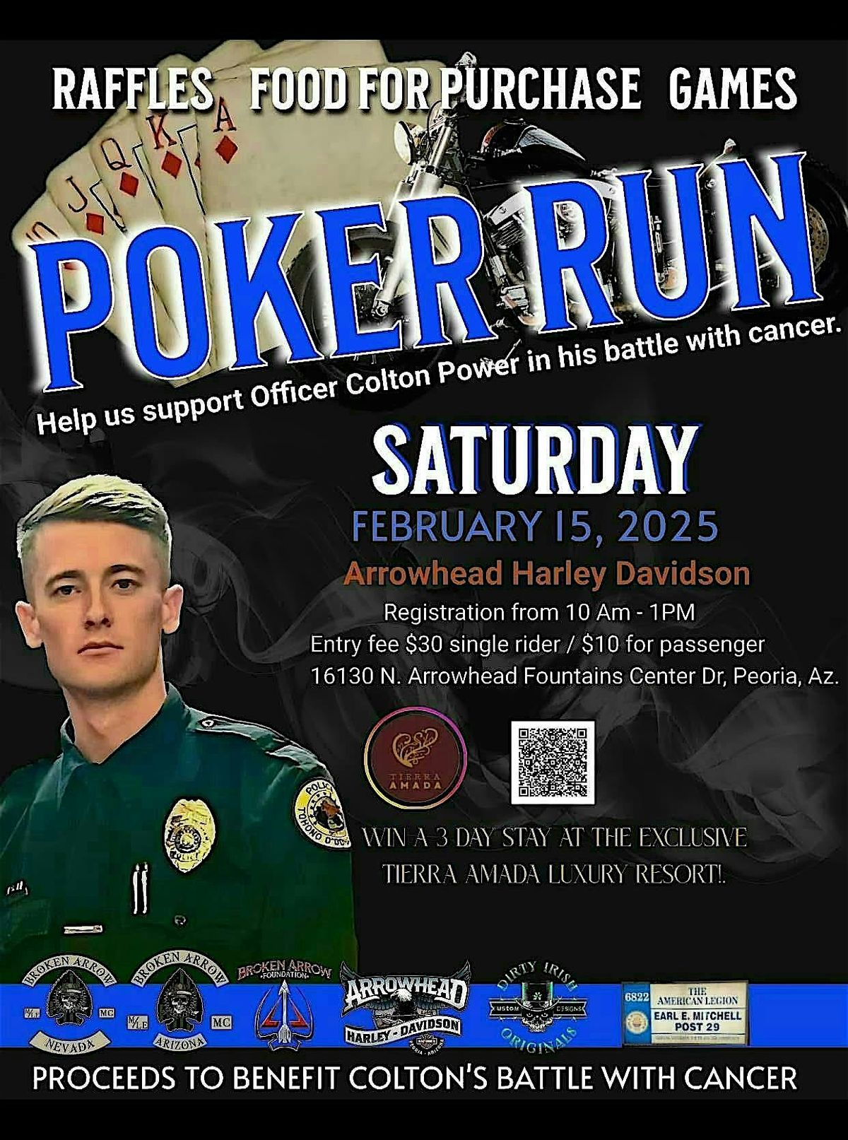 Poker Run supporting Officer\/Veteran Colton Power with Cancer