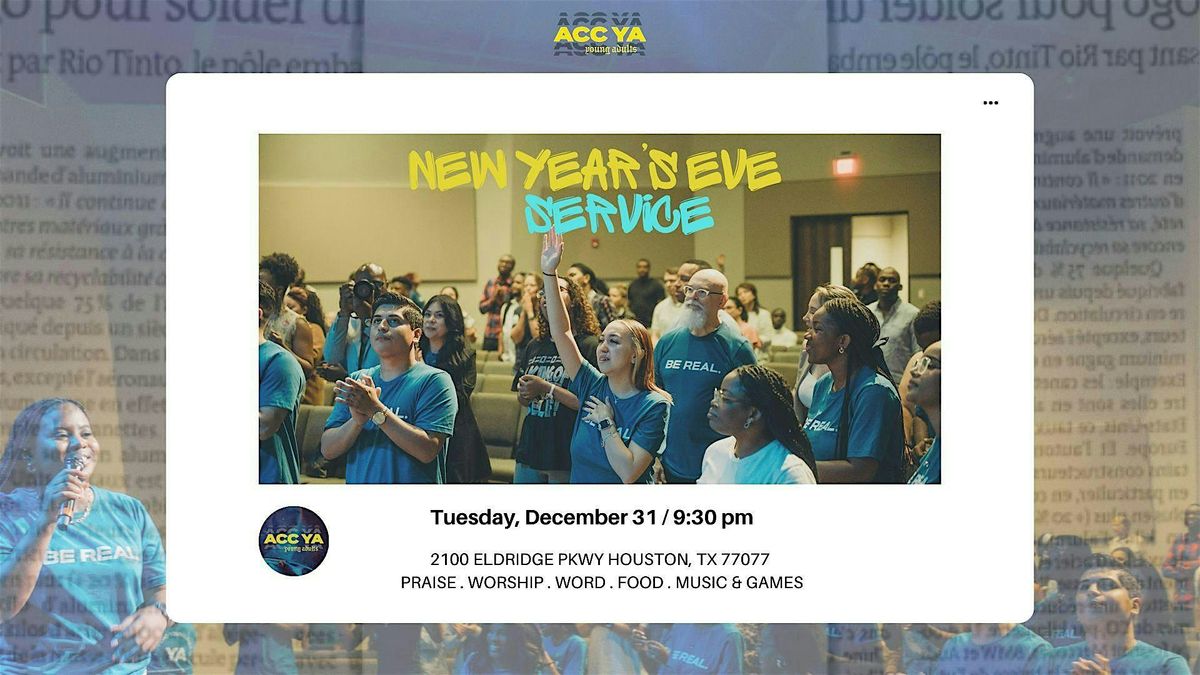 Glory to Glory: A Young Adults New Year's Eve Service