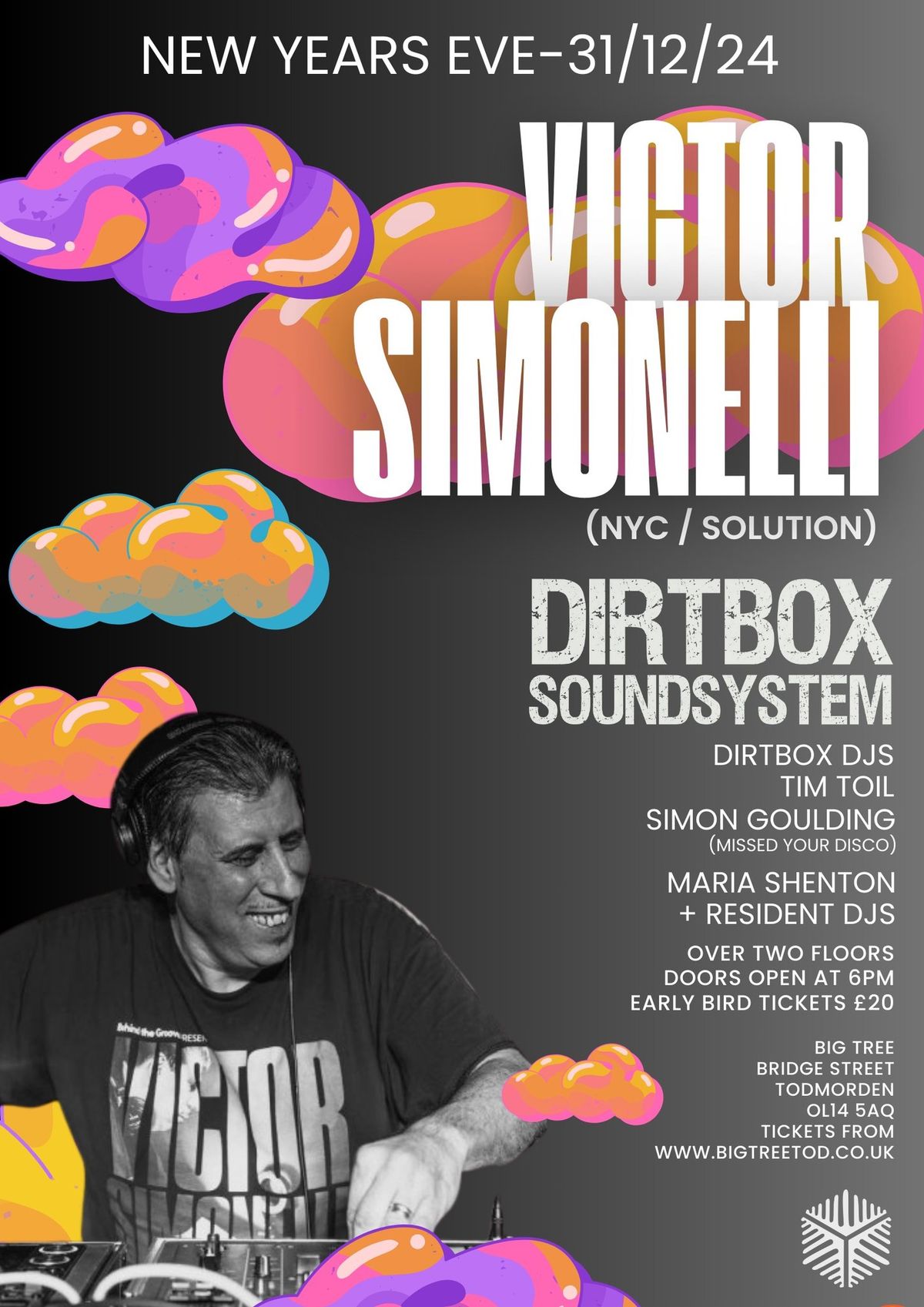 NYE Party We Present - Victor Simonelli, Dirtbox DJ's - Simon Goulding, Maria Shenton & Tim Toil