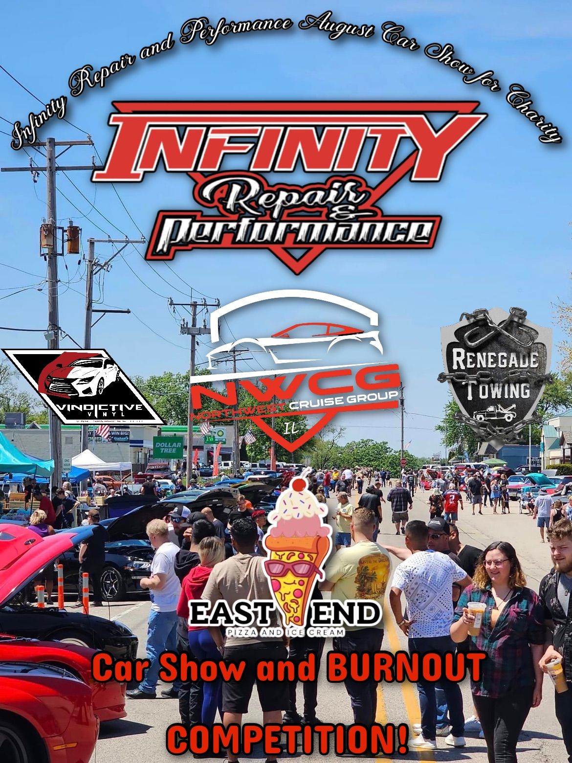 Infinity Repair and Performance Wonder lake Car show and Burnout Competition for charity