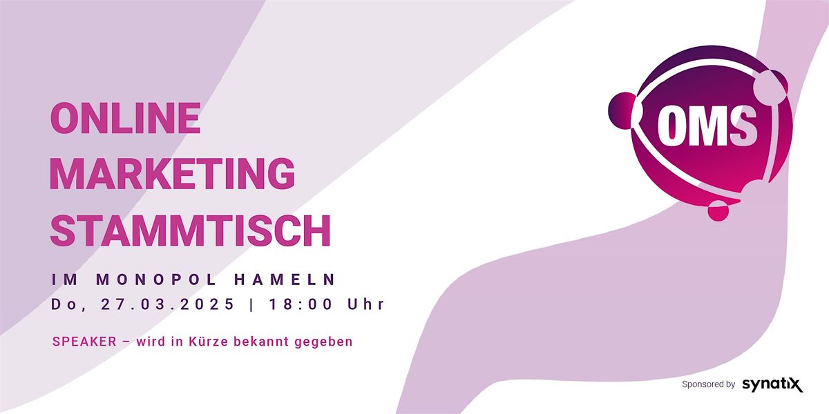 Online Marketing Stammtisch, Do 27.03. im Monopol Hameln