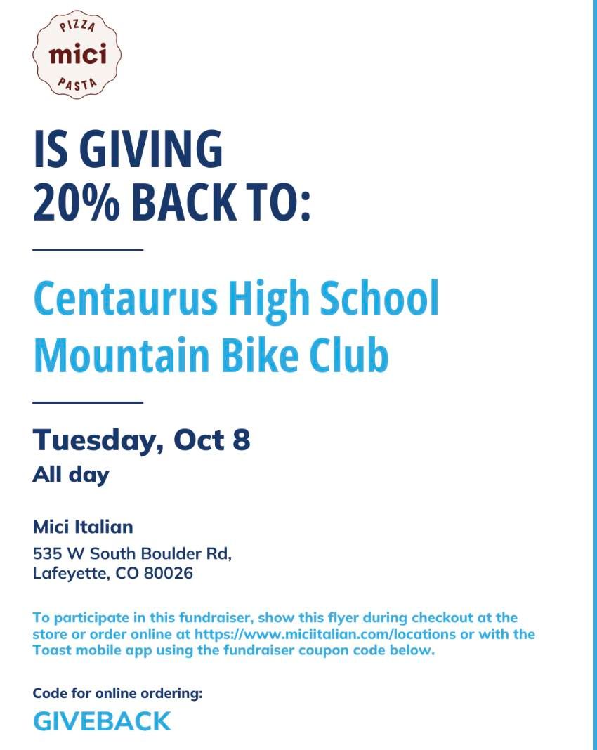 Mici's Fundraising Night for the Centaurus Mountain Bike Club