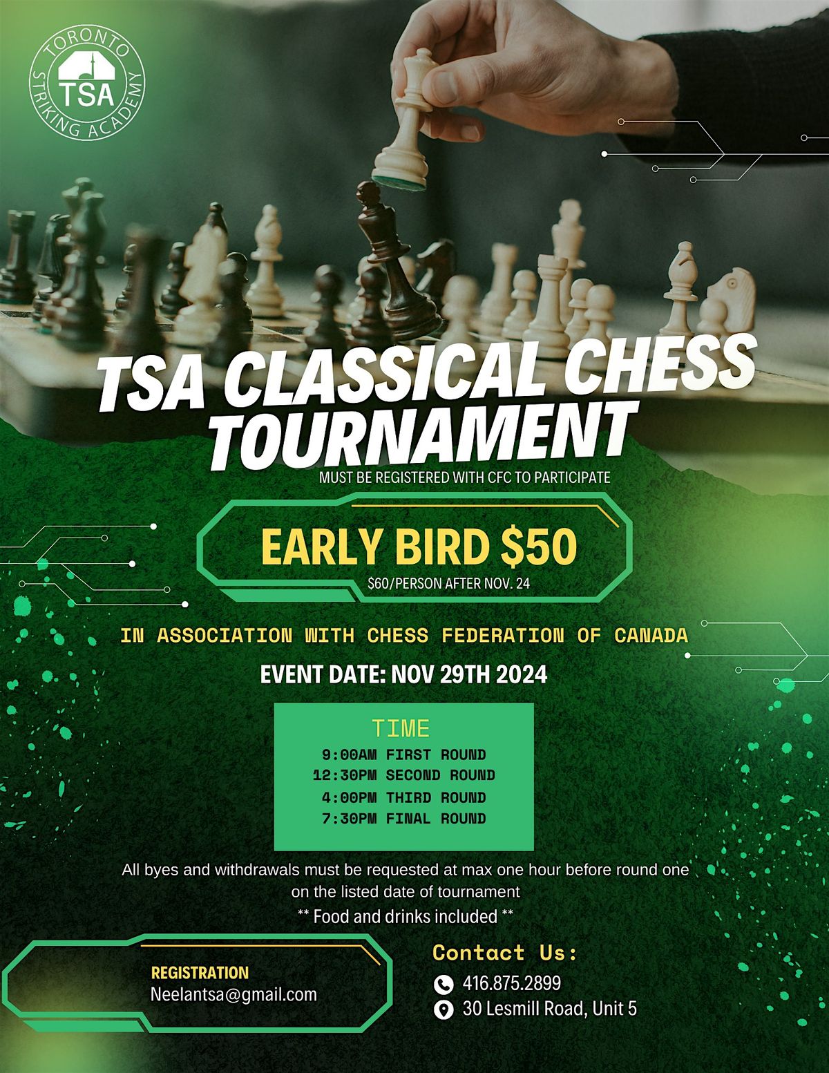 CLASSICAL CHESS TOURNAMENT PA DAY CAMP IN ASSOCIATION WITH  CFC AND TSA