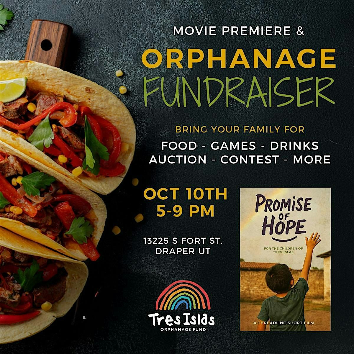 Tres Islas Orphanage Fundraiser - Family Event - Draper Oct 10th