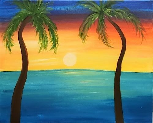 Join us for this beautiful Palm Sunrise Paint and Sip Painting Event!