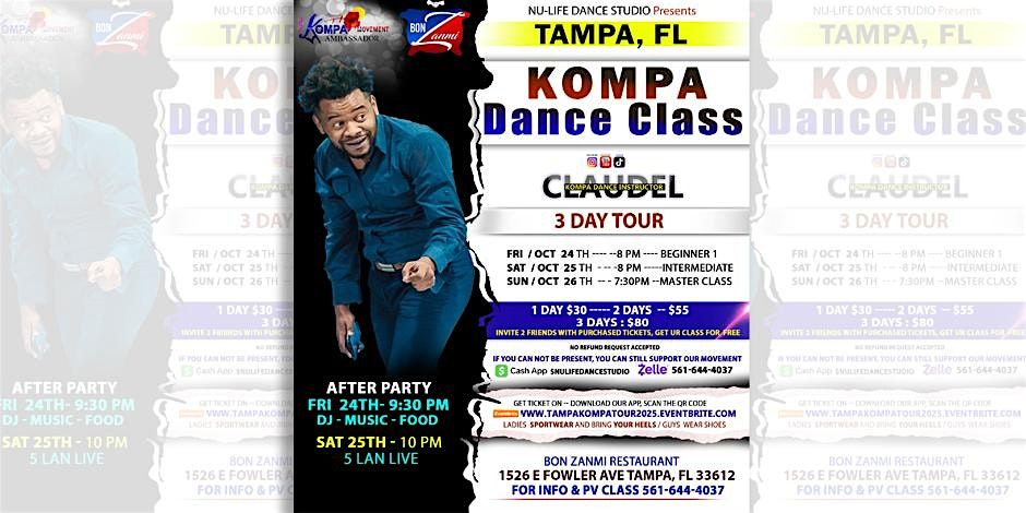 KOMPA DANCE CLASS & 5LAN LIVE IN TAMPA, OCT 24TH, 25TH, 26TH