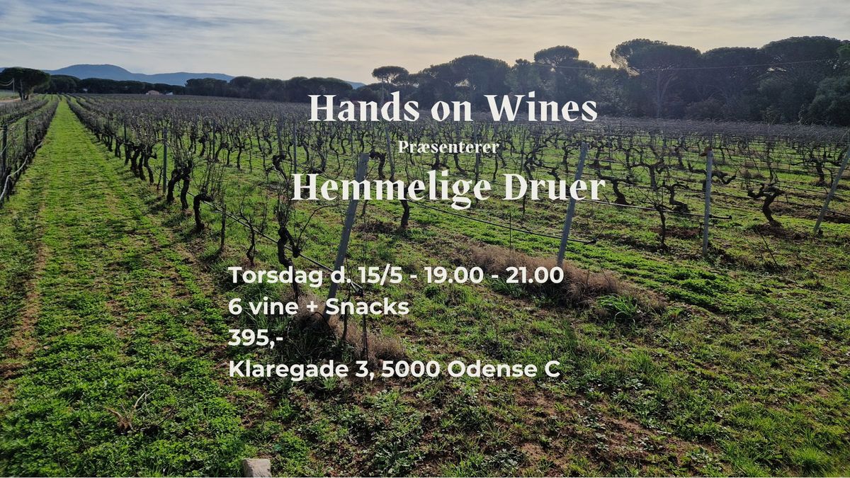 Hands on wines pr\u00e6senterer : Hemmelige druer - 19:00-21:00 - 15\/5 - 2025