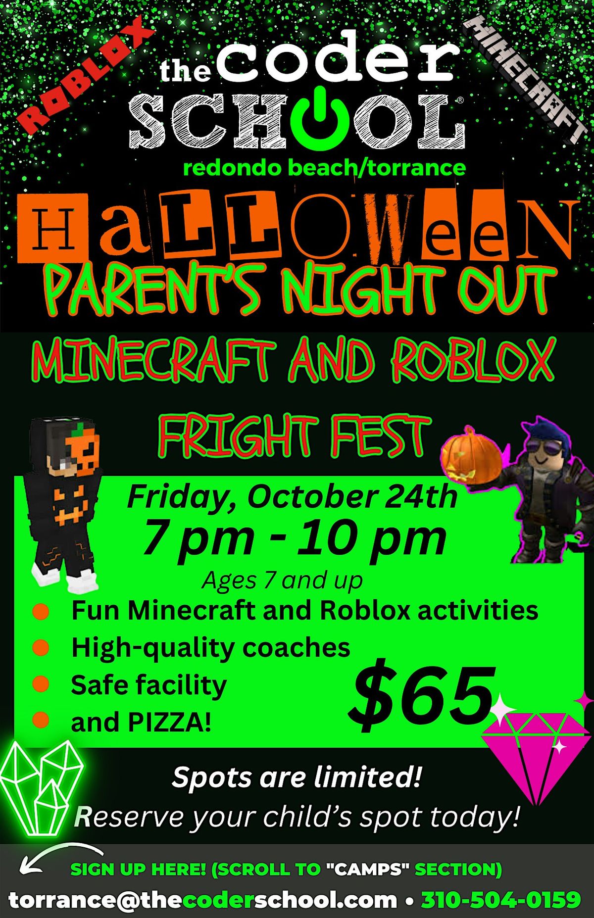 Minecraft and Roblox Fright Fest Parent's Night Out