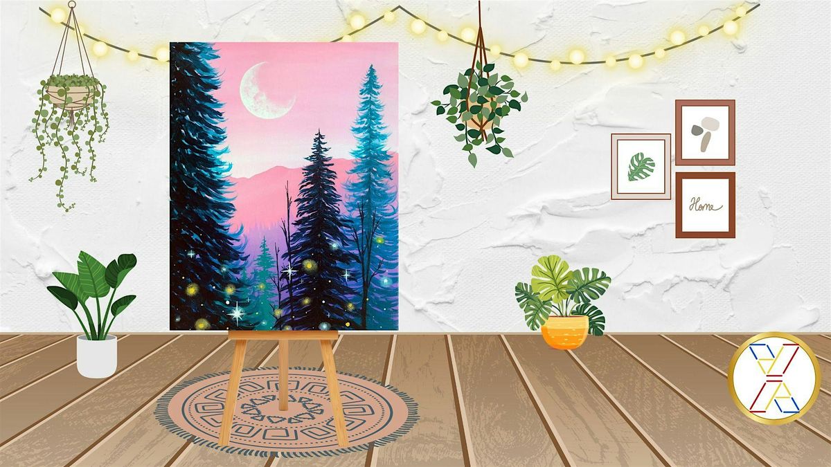 Paint Night : \u201cPink Skies and Pine\u201c