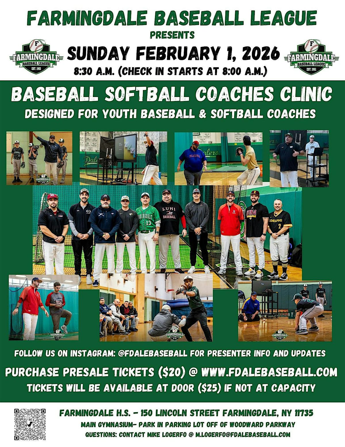2026 Farmingdale Baseball League Youth Baseball\/Softball Coaches Clinic