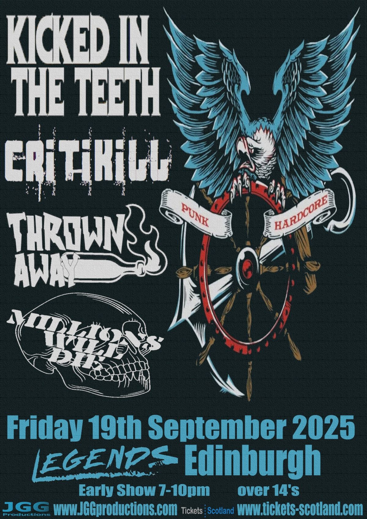 Kicked In The Teeth + Critikill + Thrown Away + Millions Will Die @ Legends, Edinburgh