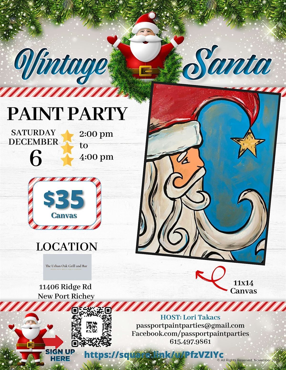12.6.25 Vintage Santa Paint and Sip  at The Urban Oak Grill and Bar