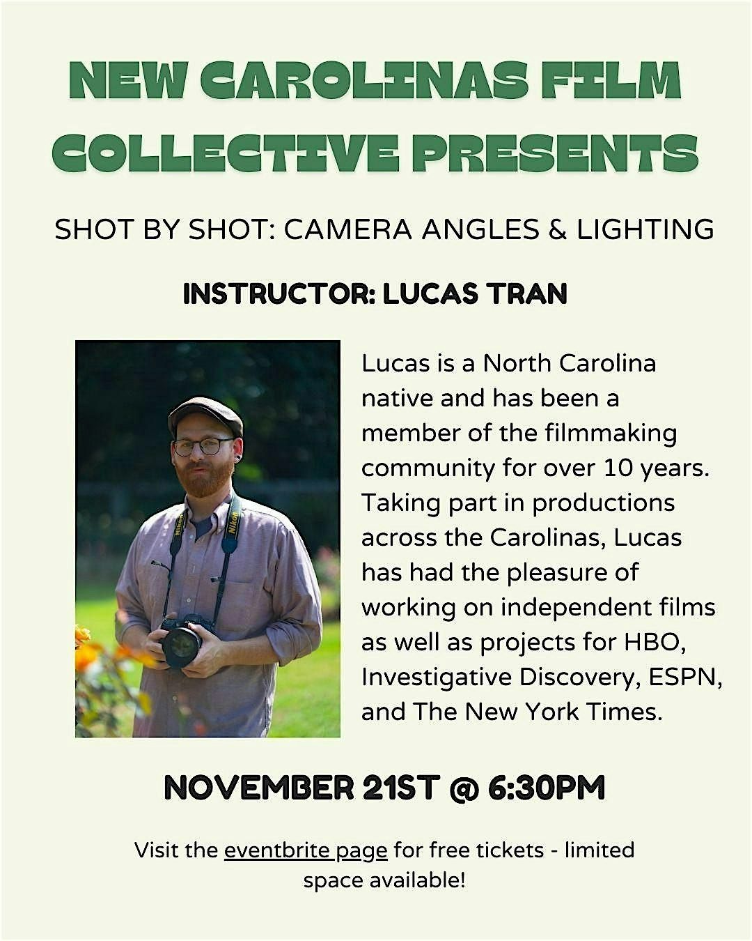 NCFC Presents - Shot by Shot: Camera Angles & Lighting