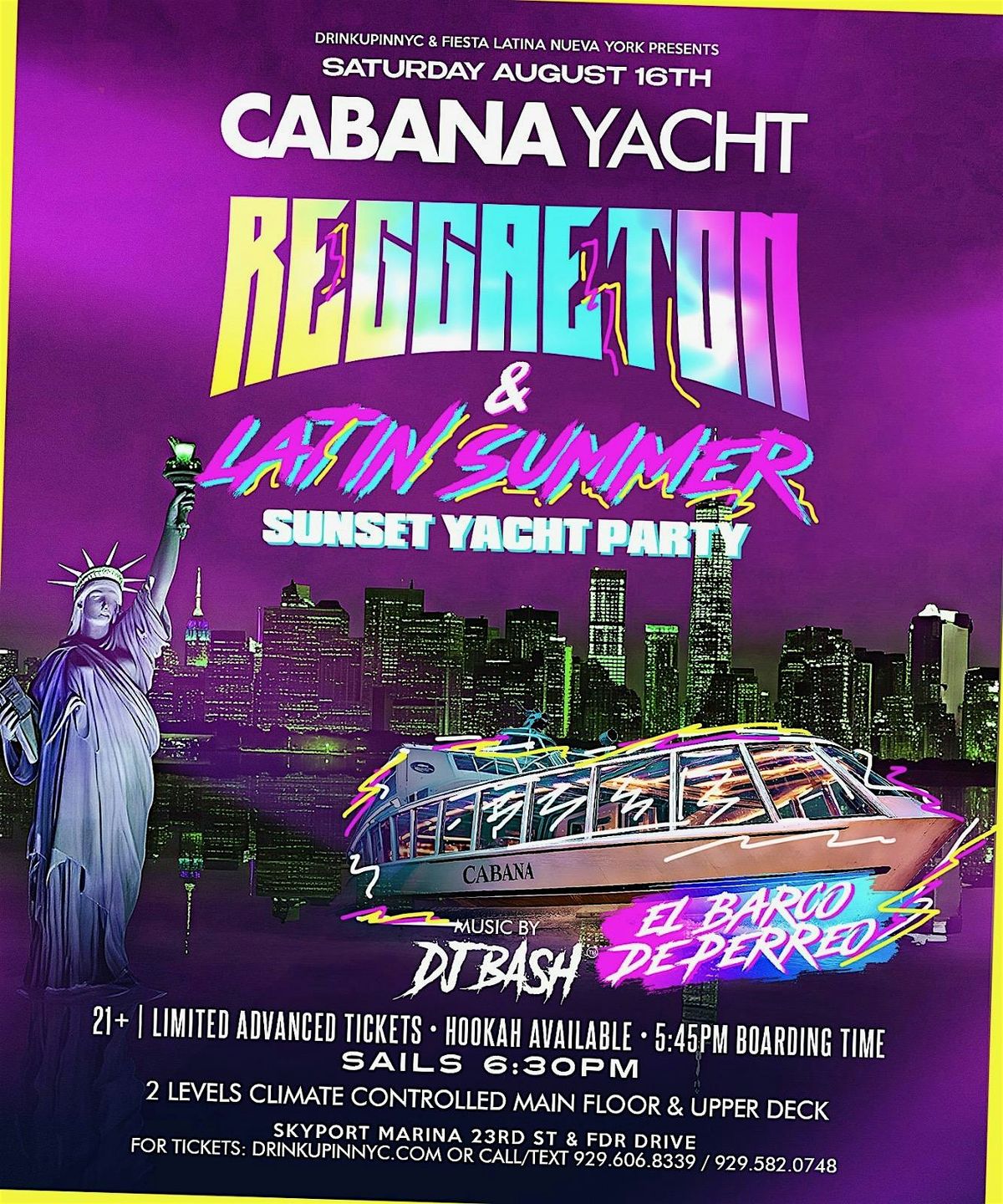 REGGAETON & LATIN SUMMER | SUNSET YACHT PARTY @ CABANA YACHT