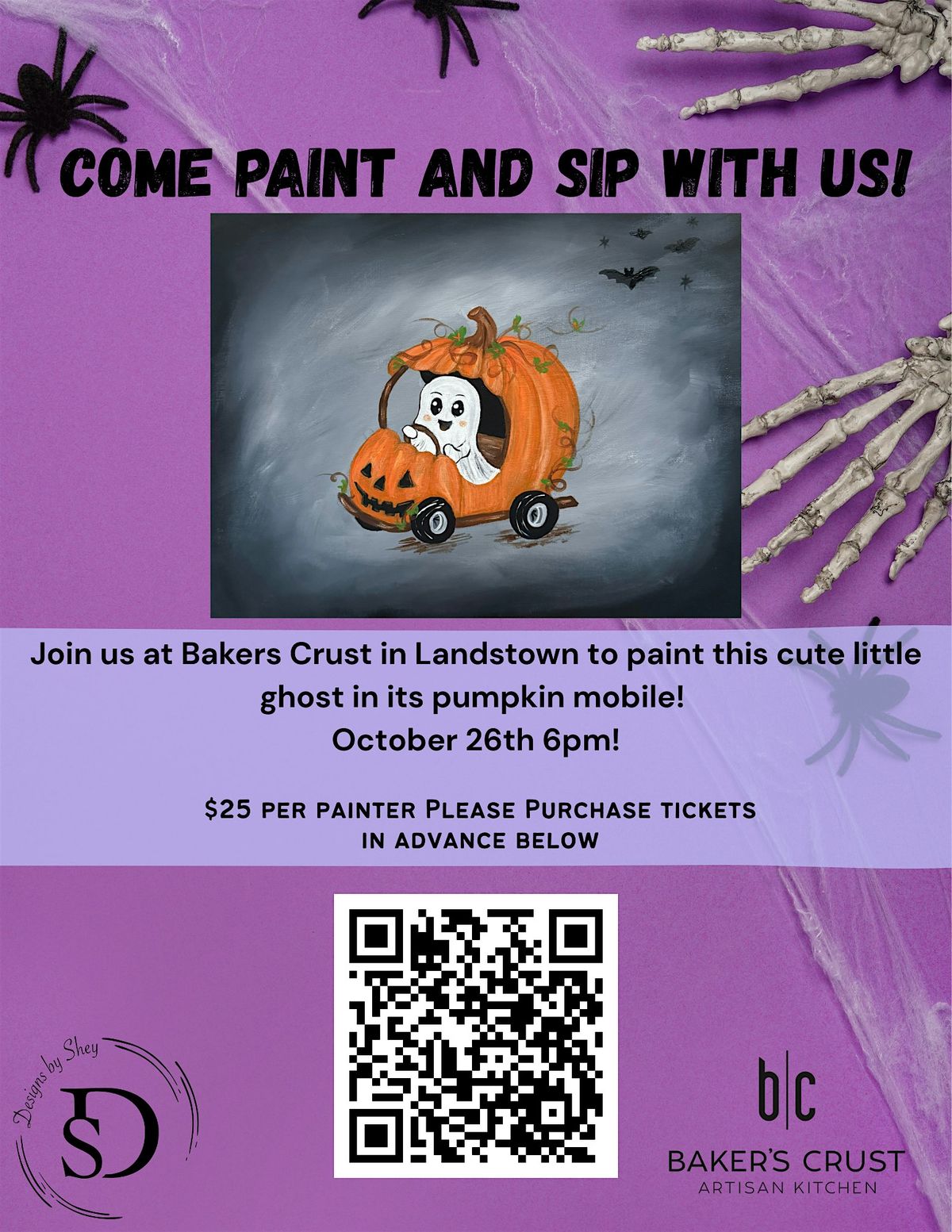 Cute ghost paint and sip at Bakers Crust VB
