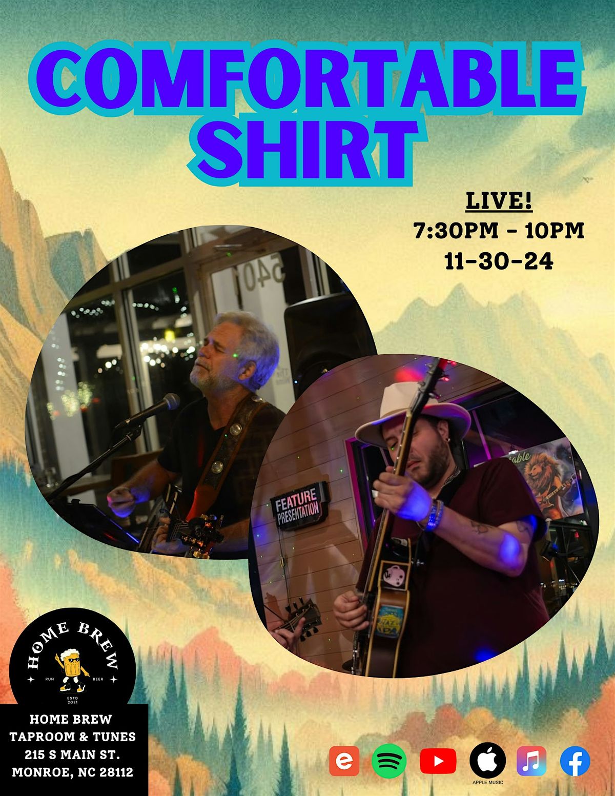 Comfortable Shirt: Live From Home Brew Taproom & Tunes!