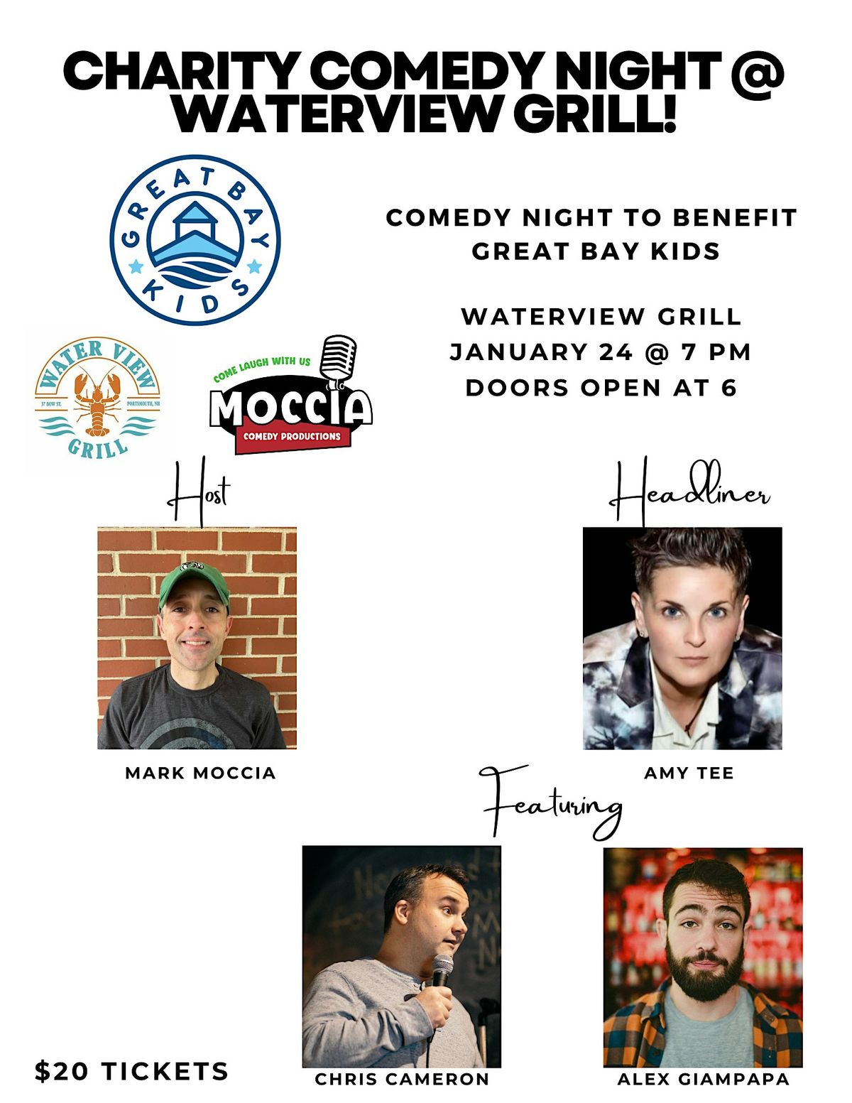 21+ Charity Comedy Night @ Water View Grill to benefit Great Bay Kids!