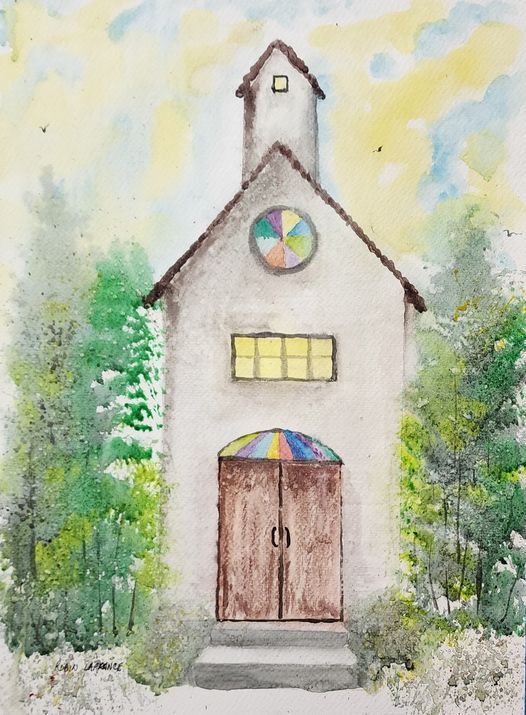 Exploring Watercolors with Robin LaFrance, Then old chapel in the woods