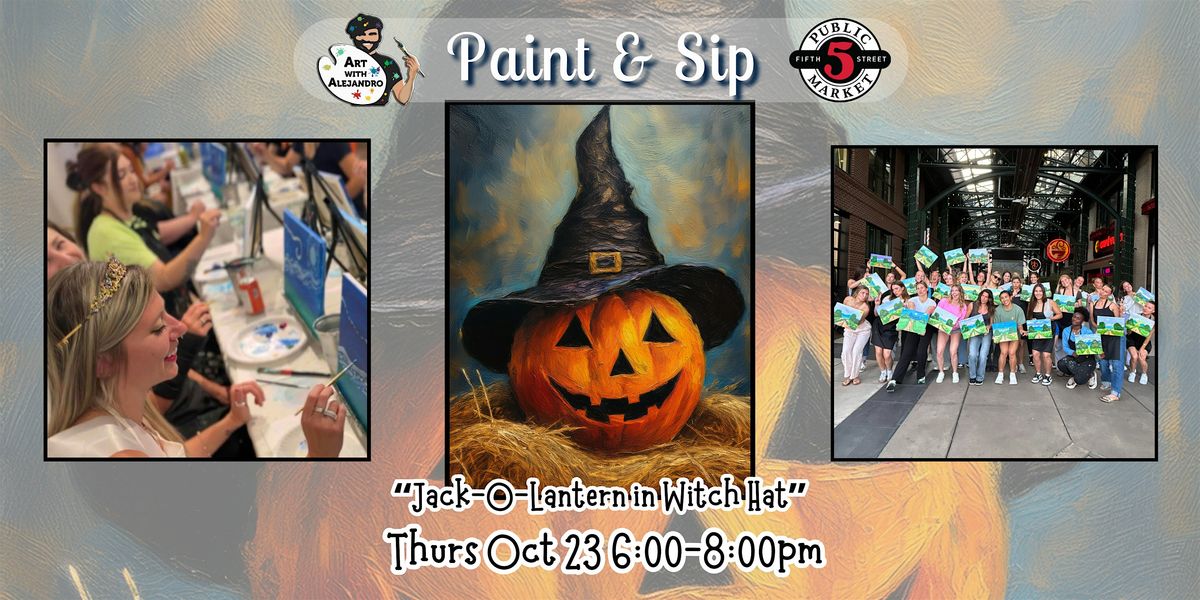 Paint & Sip at 5th St Alley \u201cJack-O-Lantern in Witch Hat\u201d