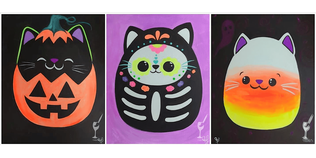 Neon Halloween Squishy Animals - Paint and Sip in Austin | Classpop!\u2122