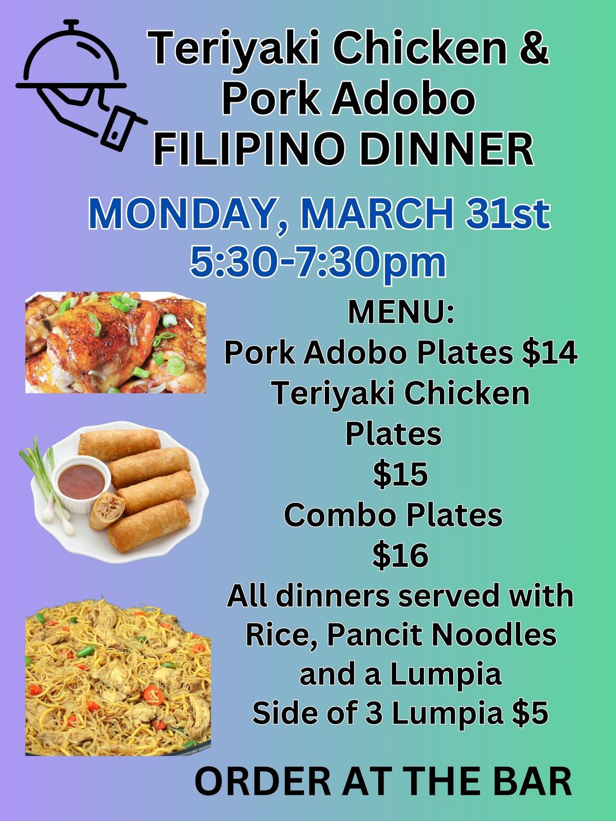 Filipino Food Night: Teriyaki Chicken & Pork Adobo Monday, March 31st