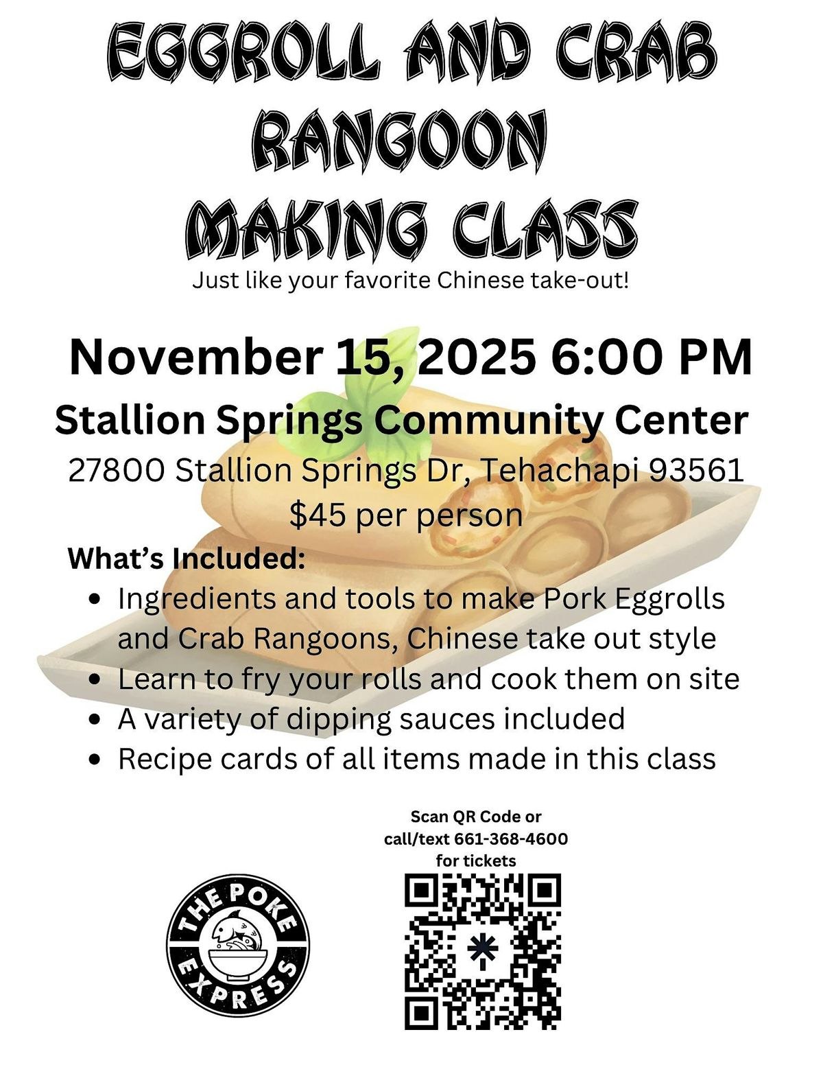 Eggroll and Crab Rangoon Making Class