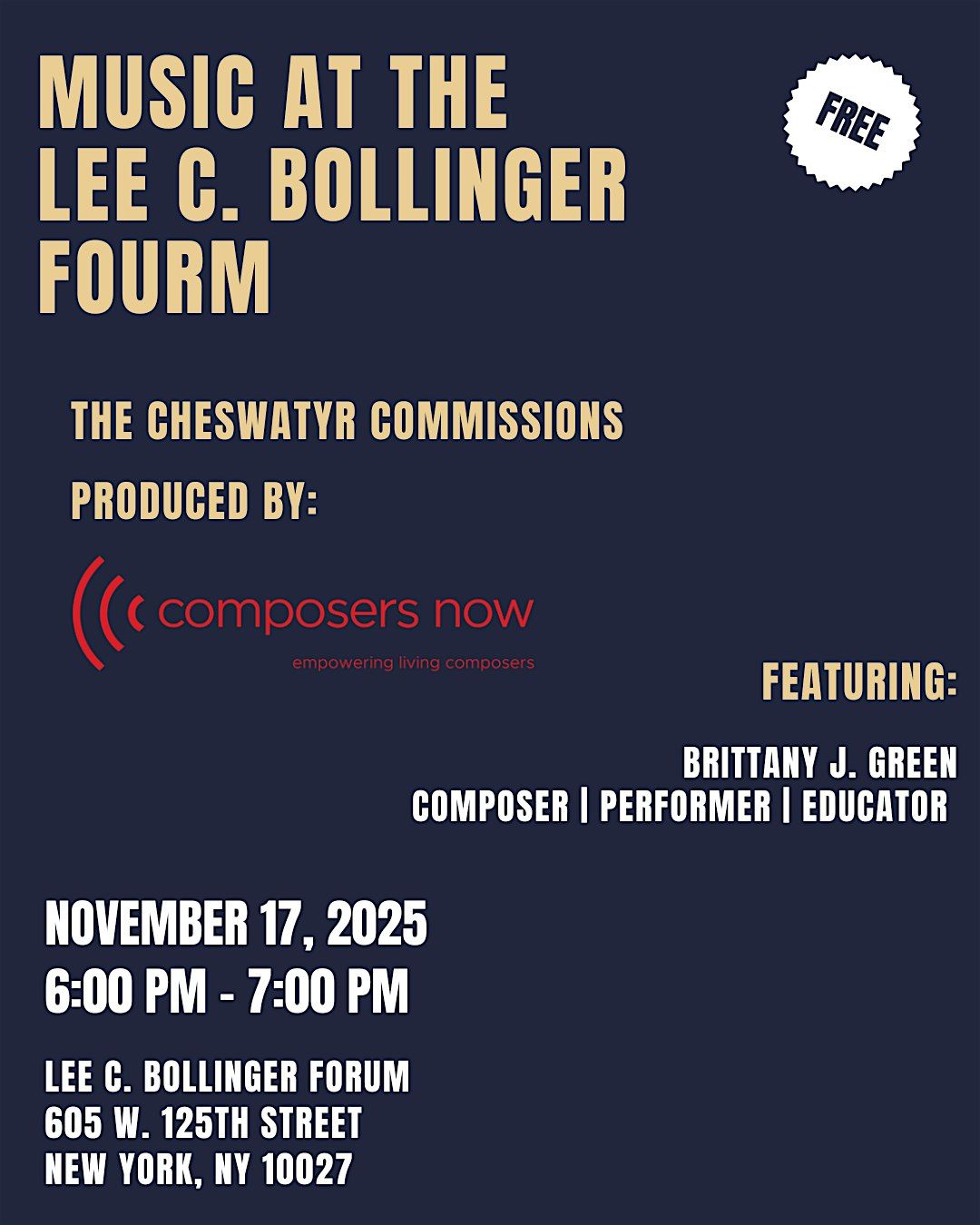 Music at the Lee C. Bollinger Forum