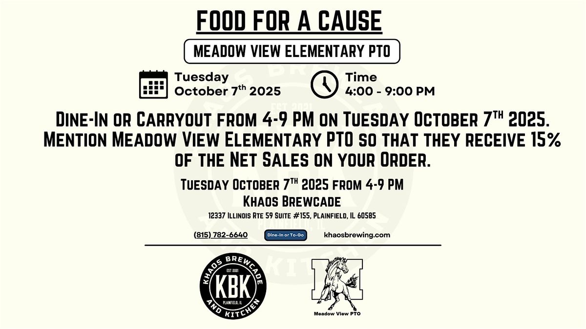 Khaos Brewcade Food for a Cause - Meadow View Elementary PTO - 10\/7