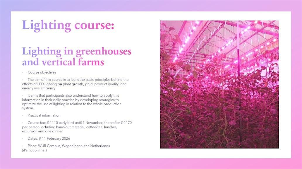 Course: Lighting in greenhouses and vertical farms