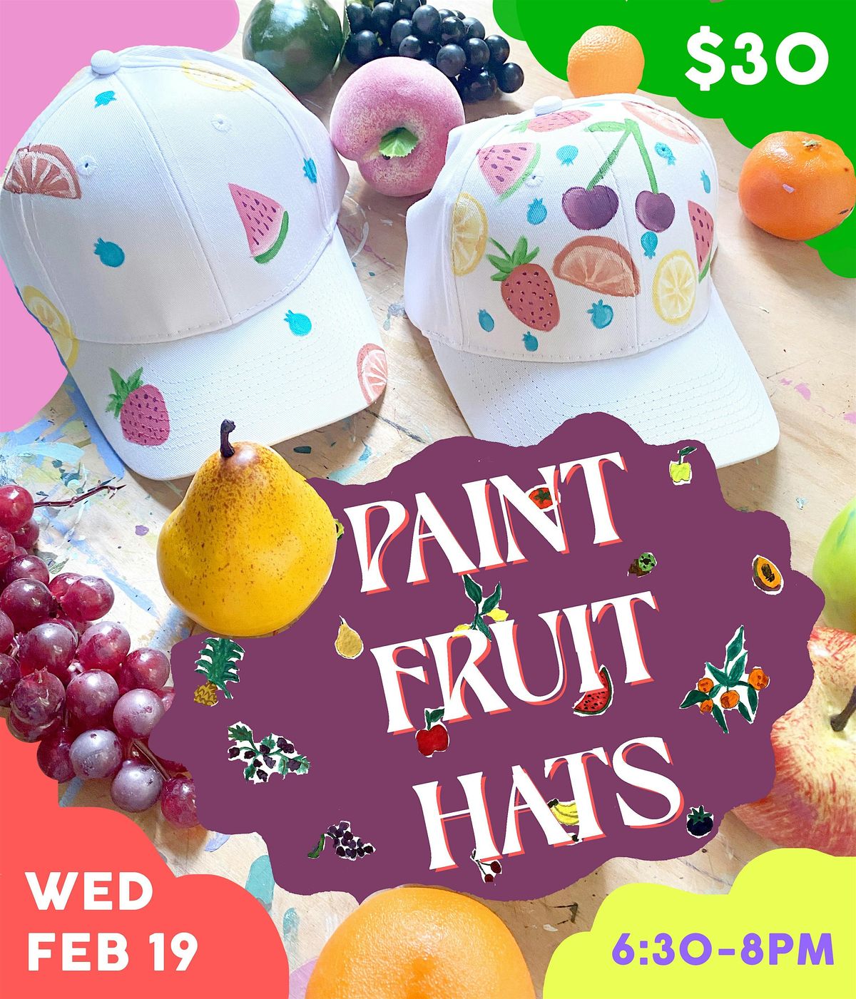 Sip and Paint- Fruit Baseball Caps!