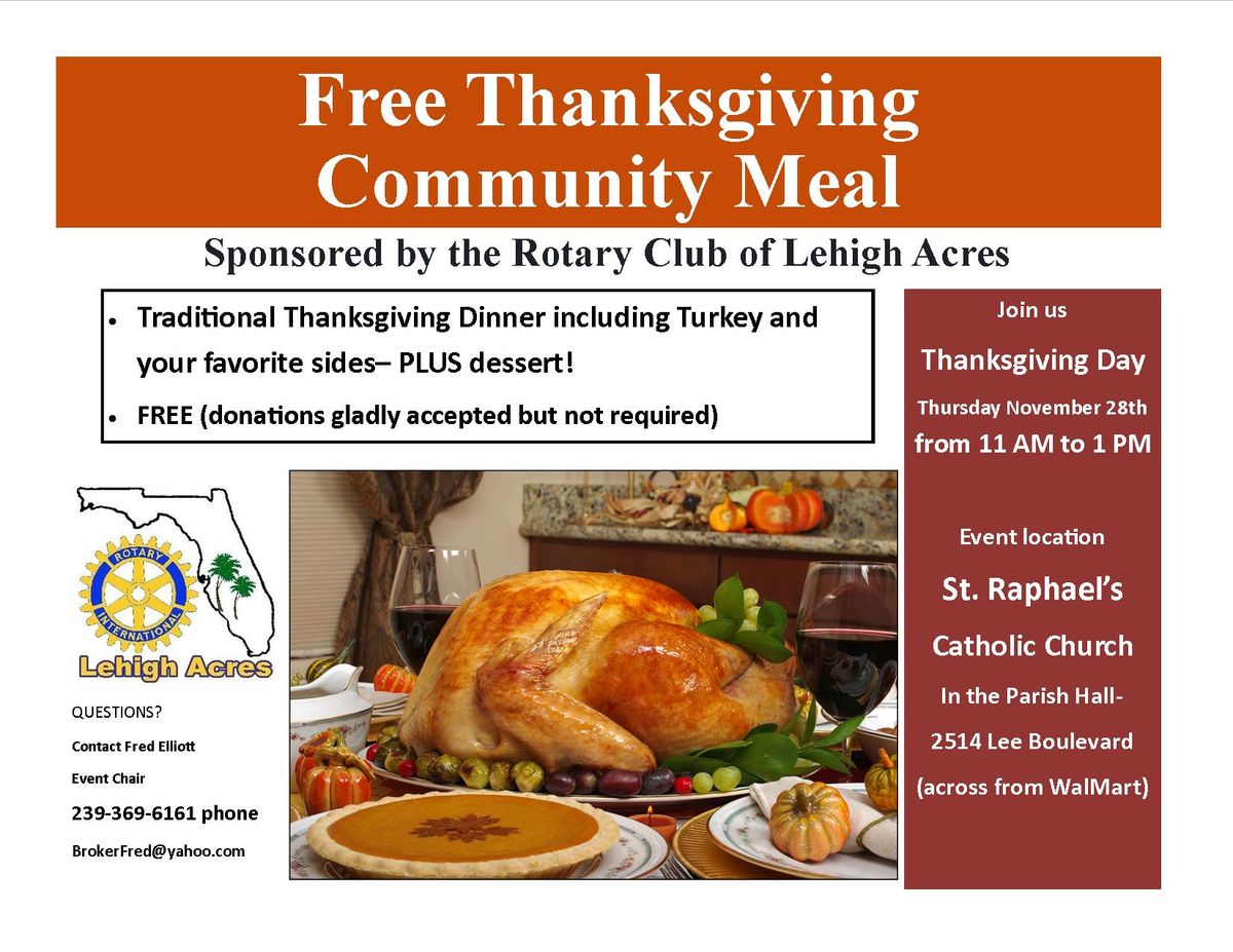 FREE Thanksgiving Community Meal by the Rotary Club of Lehigh Acres