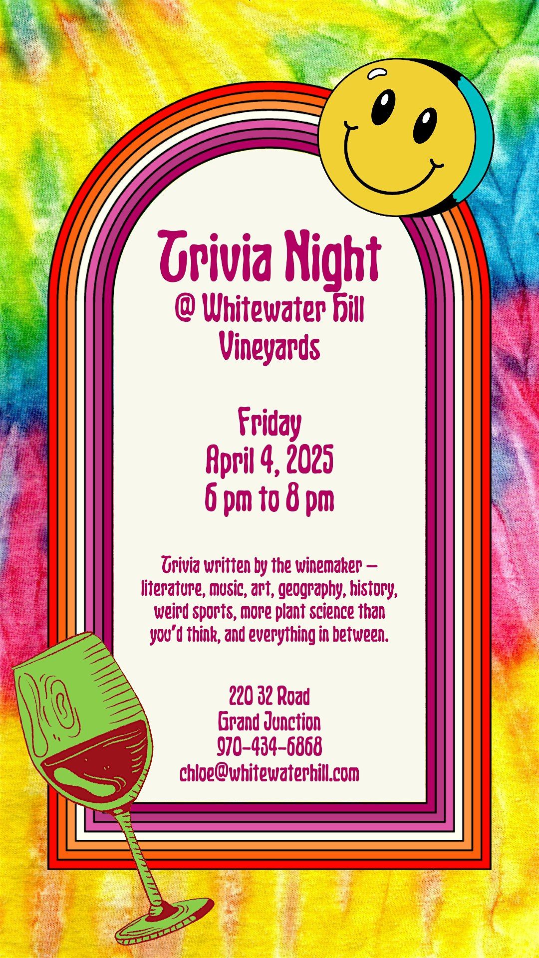 Trivia Night April 2025 @ Whitewater Hill Vineyards