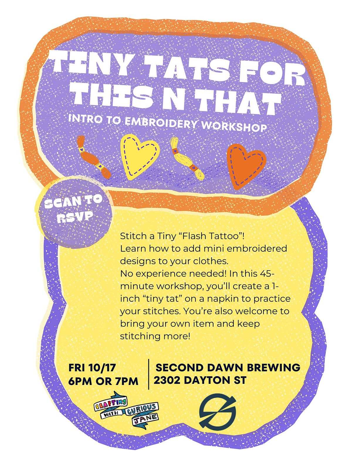 Tiny Tats for This & That: Intro To Embroidery Workshop