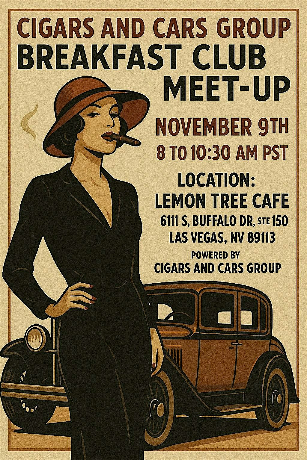 Free Breakfast Club Meet-Up for Cigar Aficionados & Motor Car Enthusiast
