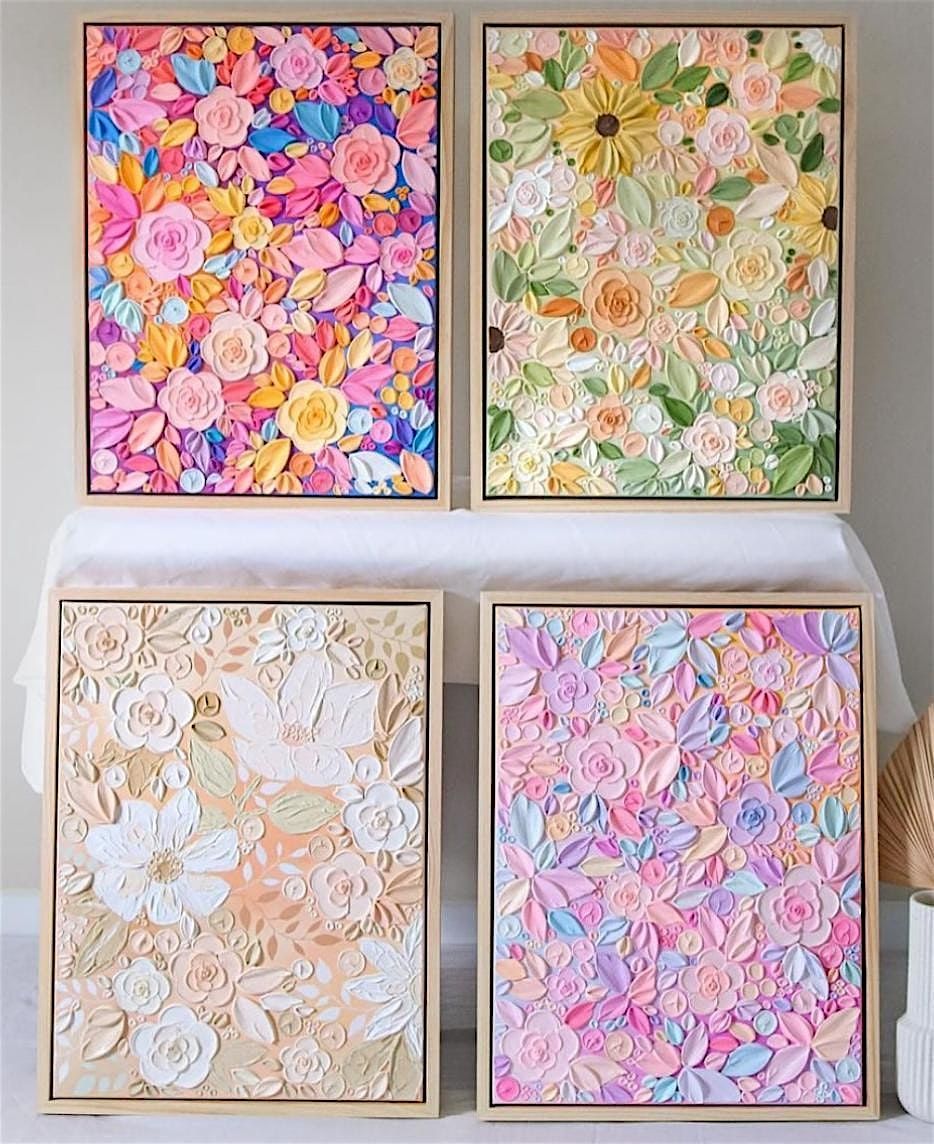 Textured Putty \u201cFlower Canvas\u201d Painting Class!