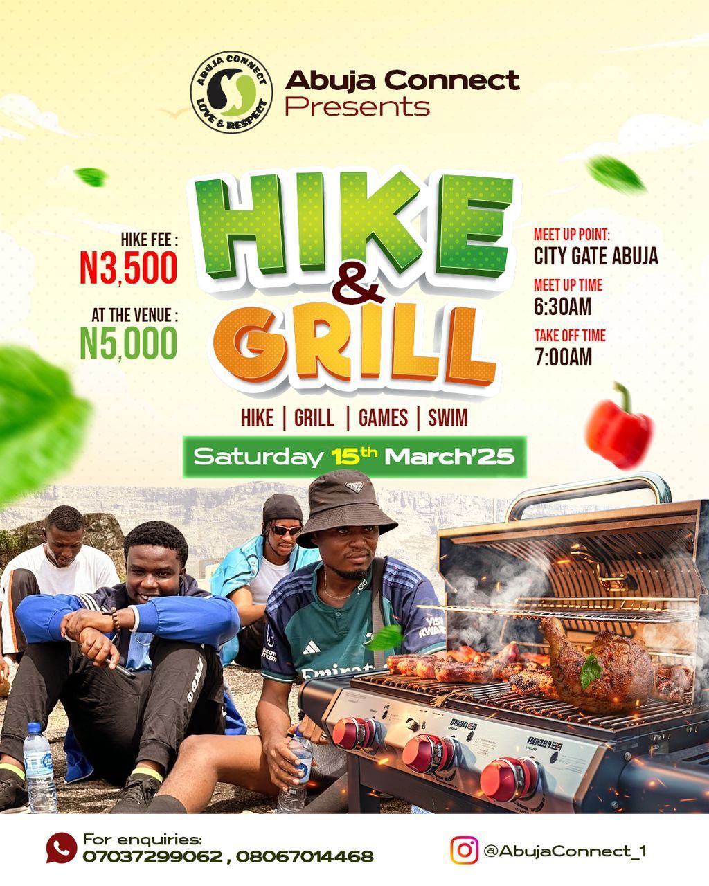 Abuja connect hike and grill , City Gate, Abuja, 15 March 2025