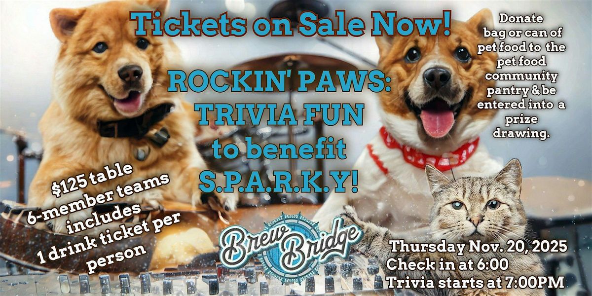 Rockin' Paws Trivia Fun to benefit S.P.A.R.K.Y.