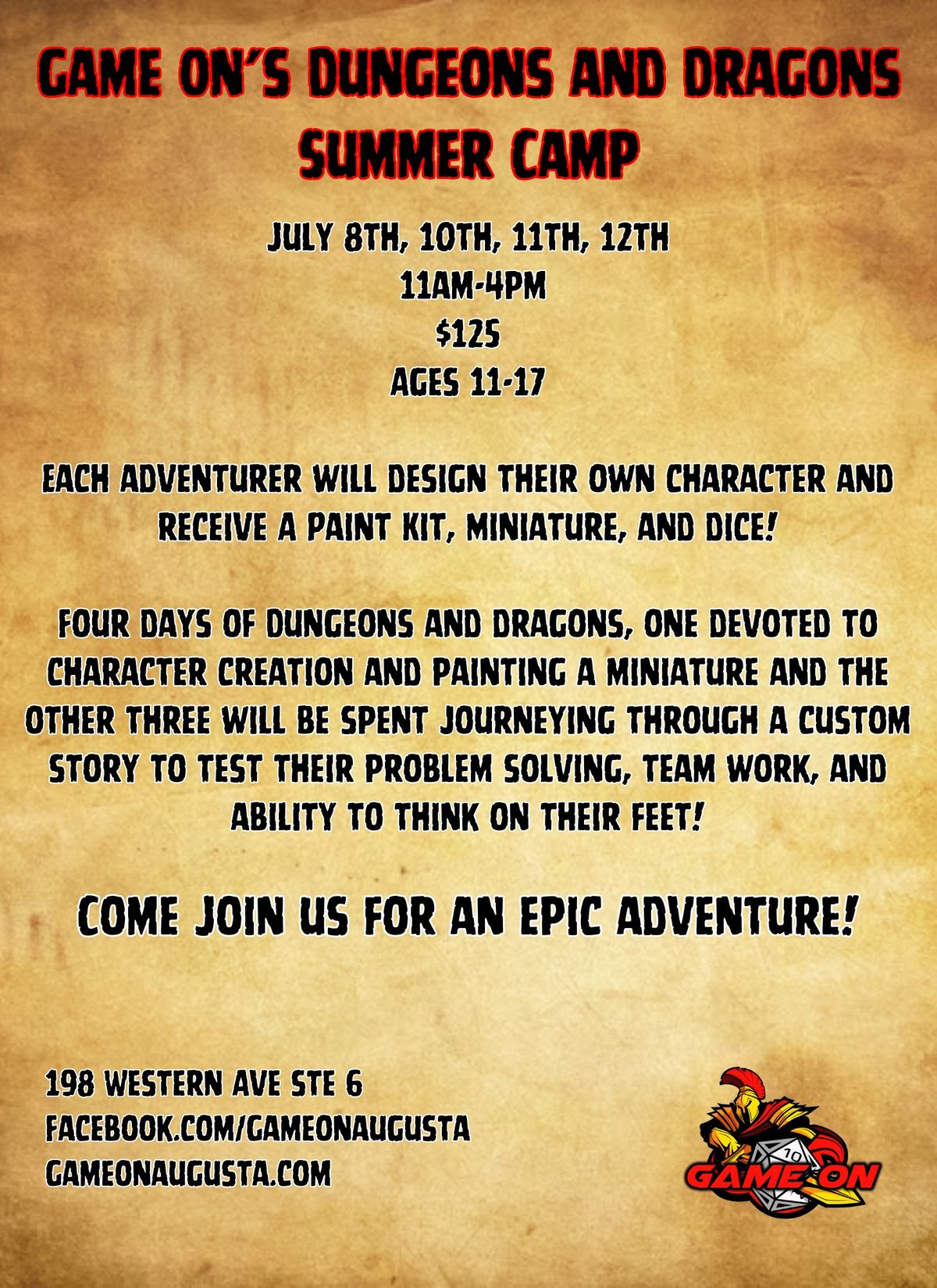 Game On's Dungeons and Dragons Summer Camp