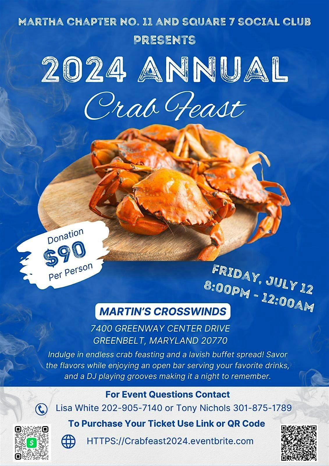 Martha Chapter No. 11 & Widow's Son Lodge No. 7 2025 Annual Crab  Feast