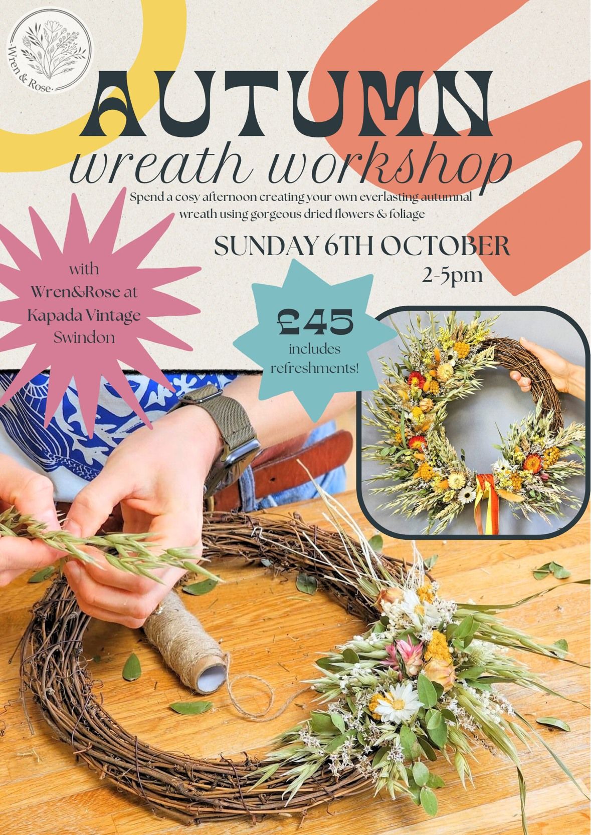 Autumn Dried Bloom Wreath Workshop with Beth