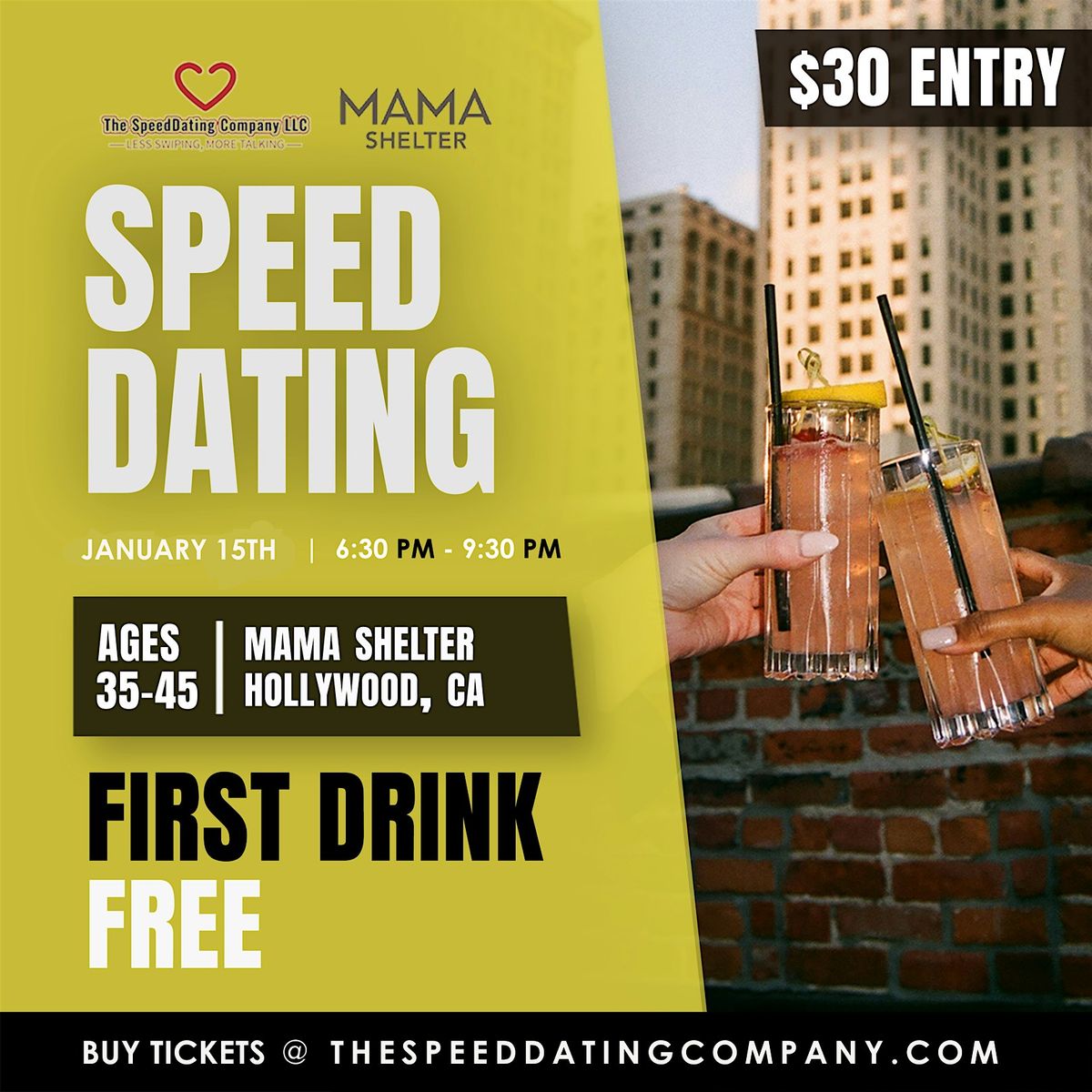 SPEED DATING | 35-45, FIRST DRINK FREE!