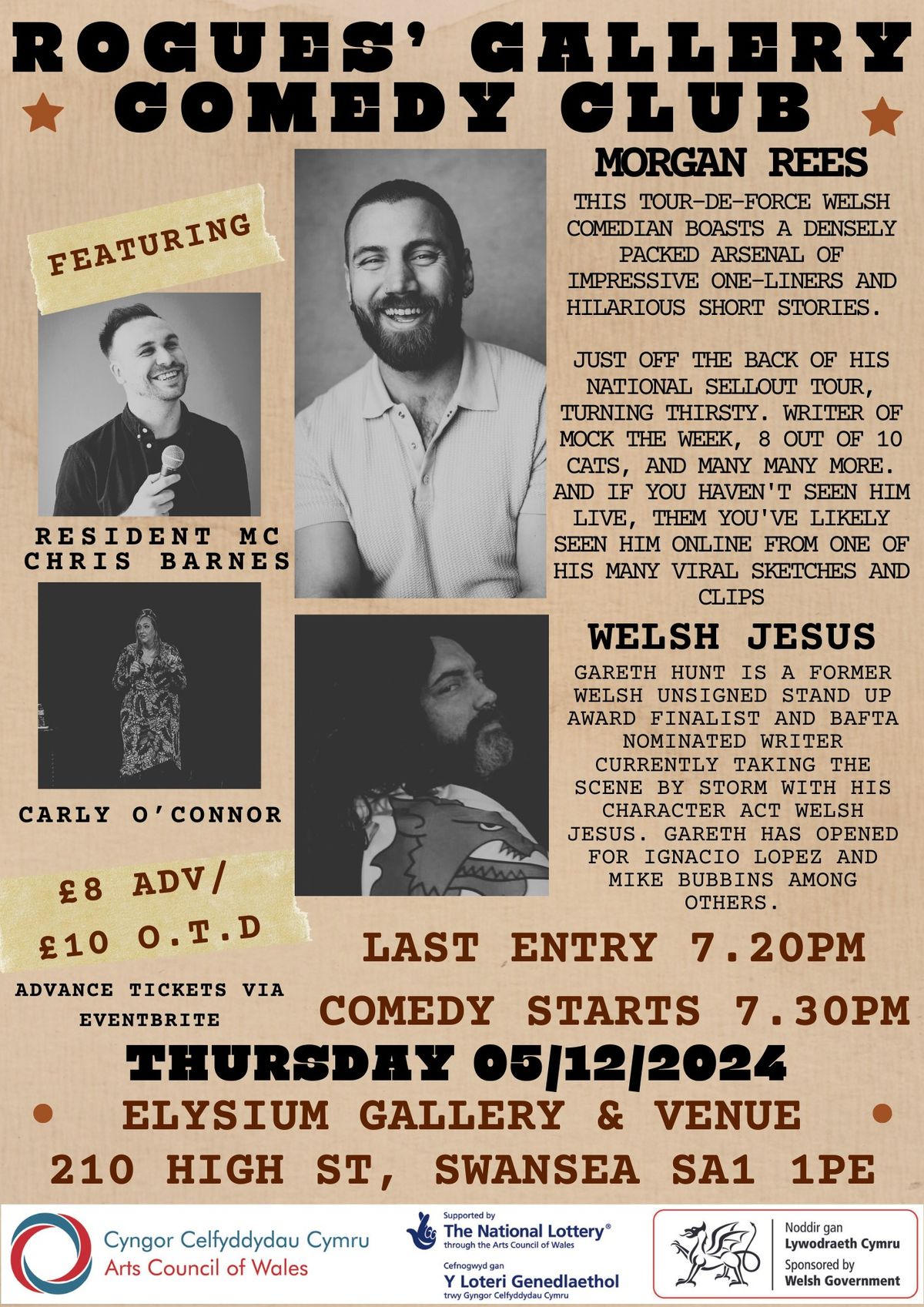 Rogues' Gallery Comedy Club feat Morgan Rees + Welsh Jesus + Carly O'Connor + MC Chris Barnes