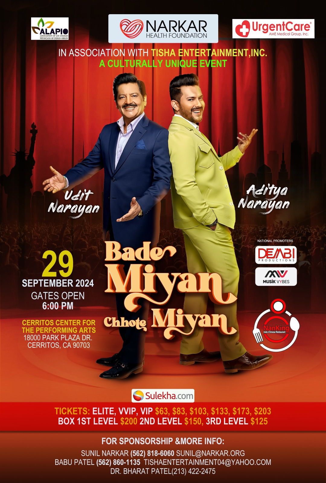 Udit Narayan and Aditya Narayan in Concert \u092c\u0921\u0947 \u092e\u093f\u092f\u093e\u0902 \u091b\u094b\u091f\u0947 \u092e\u093f\u092f\u093e\u0902 \u201cBade Miyan Chhote Miyan\u201d